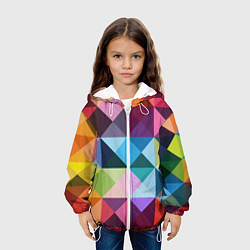 Куртка с капюшоном детская Цветные квадраты, цвет: 3D-белый — фото 2