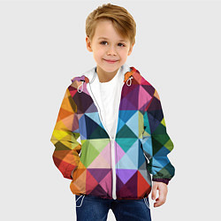 Куртка с капюшоном детская Цветные квадраты, цвет: 3D-белый — фото 2