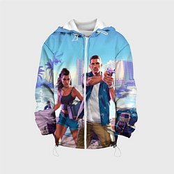 Куртка с капюшоном детская GTA 6 главные герои, цвет: 3D-белый