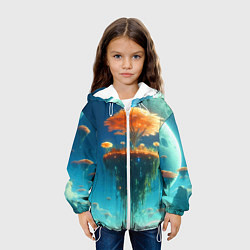 Куртка с капюшоном детская Сказочное космическое дерево - нейроарт, цвет: 3D-белый — фото 2