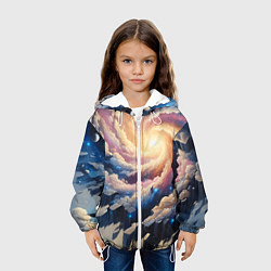 Куртка с капюшоном детская Космическая галактика - нейроарт фантазия, цвет: 3D-белый — фото 2