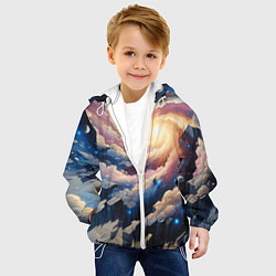 Куртка с капюшоном детская Космическая галактика - нейроарт фантазия, цвет: 3D-белый — фото 2