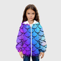 Куртка с капюшоном детская Градиент на чешуе, цвет: 3D-белый — фото 2