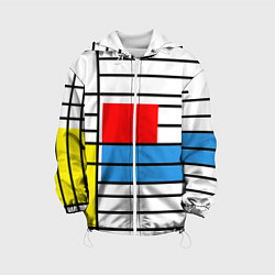 Куртка с капюшоном детская В стиле мондриана, цвет: 3D-белый