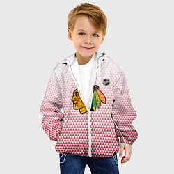 Куртка с капюшоном детская Чикаго Блэкхокс - красные треугольники с градиенто, цвет: 3D-белый — фото 2