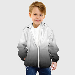 Куртка с капюшоном детская Из белого в чёрный градиент с точками, цвет: 3D-белый — фото 2