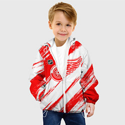 Куртка с капюшоном детская Детройт Ред Уингз - брызги красок, цвет: 3D-белый — фото 2