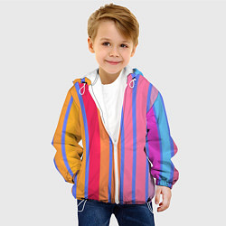 Куртка с капюшоном детская Теплые цветные полосы, цвет: 3D-белый — фото 2