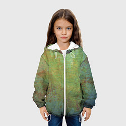 Куртка с капюшоном детская Абстракция - green oil stain, цвет: 3D-белый — фото 2