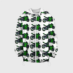 Куртка с капюшоном детская Motorbike green, цвет: 3D-белый