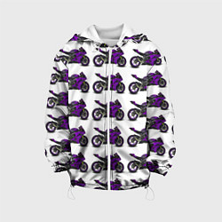 Куртка с капюшоном детская Motorcycle purple, цвет: 3D-белый