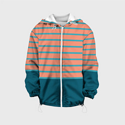 Куртка с капюшоном детская Полосатый мандариновый морской рассвет, цвет: 3D-белый