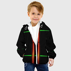 Куртка с капюшоном детская Neon green black red line, цвет: 3D-белый — фото 2