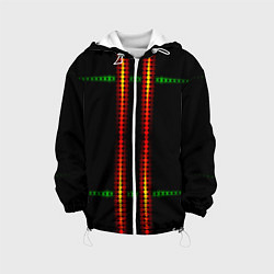 Куртка с капюшоном детская Neon black green circles, цвет: 3D-белый