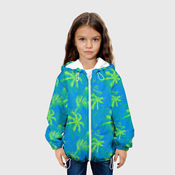Куртка с капюшоном детская Palm light green light blue, цвет: 3D-белый — фото 2
