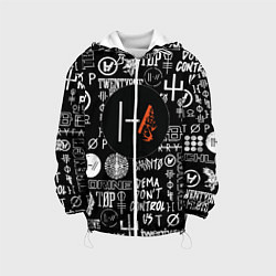 Куртка с капюшоном детская Twenty one pilots rock logo, цвет: 3D-белый