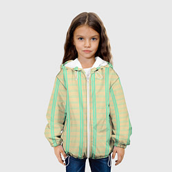 Куртка с капюшоном детская Color beige cage blue stripes, цвет: 3D-белый — фото 2