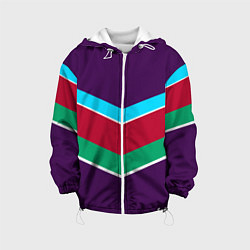 Куртка с капюшоном детская Фиолетовый с полосами, цвет: 3D-белый