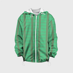 Куртка с капюшоном детская Color green cage brown stripes, цвет: 3D-белый