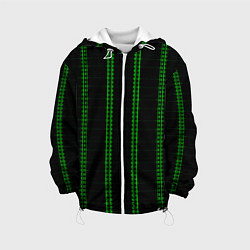 Куртка с капюшоном детская Color black cage green stripes, цвет: 3D-белый