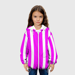 Куртка с капюшоном детская Color white pink stripes, цвет: 3D-белый — фото 2