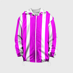 Куртка с капюшоном детская Color white pink stripes, цвет: 3D-белый