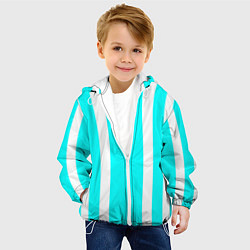 Куртка с капюшоном детская Color blue white stripes, цвет: 3D-белый — фото 2