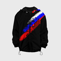 Детская куртка Герб на фоне цветов флага на чёрном фоне