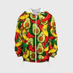 Детская куртка Авокадо, бананы, перцы чили улыбаются - паттерн фр