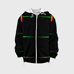 Куртка с капюшоном детская Color black green orange stripes, цвет: 3D-белый