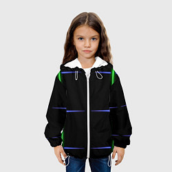 Куртка с капюшоном детская Color black green purple stripes, цвет: 3D-белый — фото 2