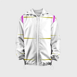 Куртка с капюшоном детская Color white pink yellow stripes, цвет: 3D-белый