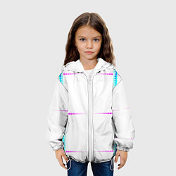Куртка с капюшоном детская Color white blue pink stripes, цвет: 3D-белый — фото 2