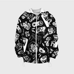 Куртка с капюшоном детская Retro gamer pattern, цвет: 3D-белый