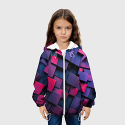 Куртка с капюшоном детская Неоновые квадраты, цвет: 3D-белый — фото 2