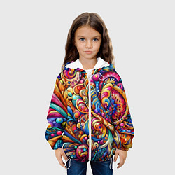 Куртка с капюшоном детская Красочный абстрактный паттерн - нейроарт, цвет: 3D-белый — фото 2