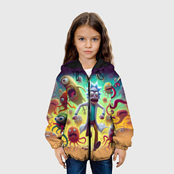 Куртка с капюшоном детская Рик Санчес убегает от монстров, цвет: 3D-черный — фото 2