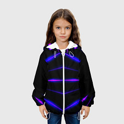Куртка с капюшоном детская Color black neon stripes, цвет: 3D-белый — фото 2
