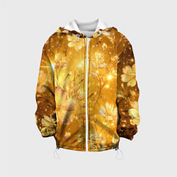 Куртка с капюшоном детская Цветочный золотой с искрами, цвет: 3D-белый