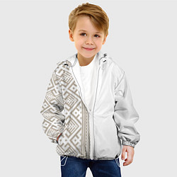 Куртка с капюшоном детская Узоры славянские в бежевом цвете, цвет: 3D-белый — фото 2