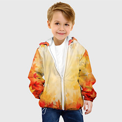 Куртка с капюшоном детская Жёлто-красный осенний, цвет: 3D-белый — фото 2
