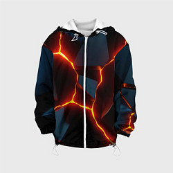 Куртка с капюшоном детская Трещины неоновые, цвет: 3D-белый