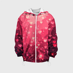 Куртка с капюшоном детская Розовый с сердечками паттерн, цвет: 3D-белый