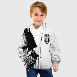 Куртка с капюшоном детская Ювентус черная птица краски, цвет: 3D-белый — фото 2