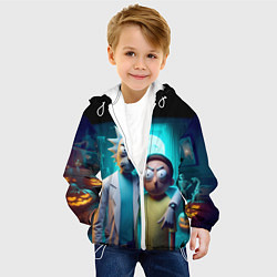 Куртка с капюшоном детская Rick with Morty - halloween night, цвет: 3D-белый — фото 2