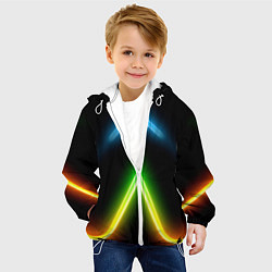 Куртка с капюшоном детская Neon multicolored lines, цвет: 3D-белый — фото 2