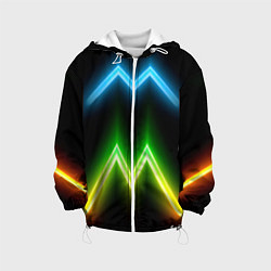 Куртка с капюшоном детская Neon multicolored lines, цвет: 3D-белый