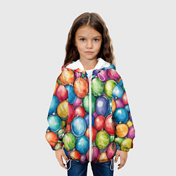 Куртка с капюшоном детская Россыпь новогодних шаров, цвет: 3D-белый — фото 2