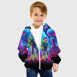 Куртка с капюшоном детская Рик и Морти на сказочной неоновой планете, цвет: 3D-белый — фото 2
