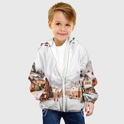Куртка с капюшоном детская Новогодняя улица, цвет: 3D-белый — фото 2